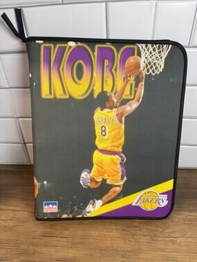 Vintage 1999 Kobe Bryant Los Angeles Lakers Zip Up Binder Fire Image